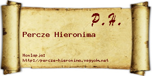 Percze Hieronima névjegykártya